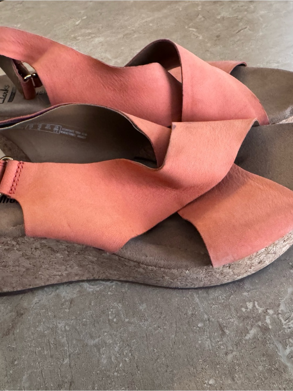 Clarks Coral Suede Crossover Wedge Sandals